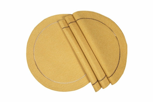 XD915918  Melrose Hemstitch Placemat, 16"Rnd, Set of 4