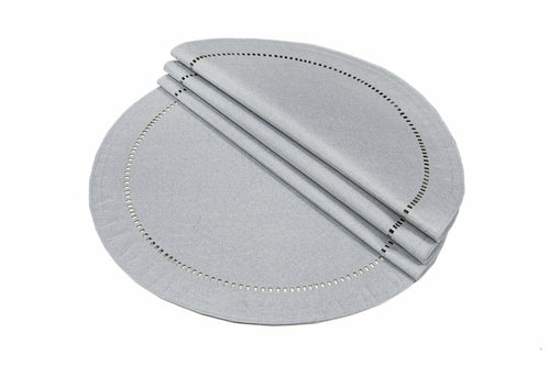 XD915918  Melrose Hemstitch Placemat, 16"Rnd, Set of 4