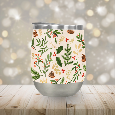 Christmas Watercolor Stemless Wine Tumbler