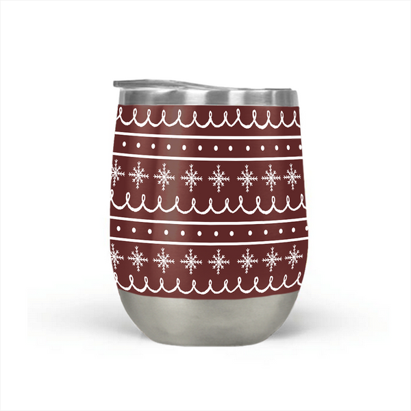 Red Snowflake Pattern Stemless Wine Tumbler