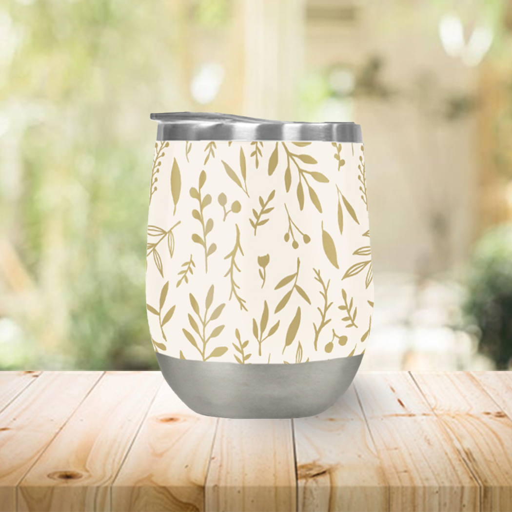 Gold Falling Leaves Wine Tumbler