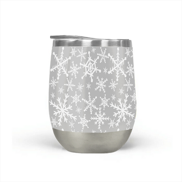 Gray Snowflakes Stemless Wine Tumbler