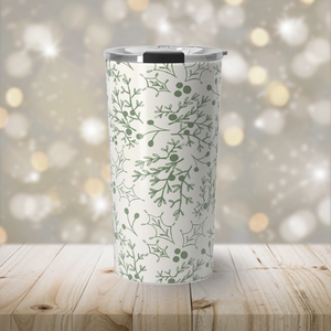 Green Christmas Branch Travel Coffee Mug