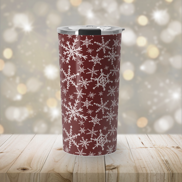 Red Snowflakes Travel Coffee Mug