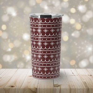 Red Snowflake Pattern Travel Coffee Mug