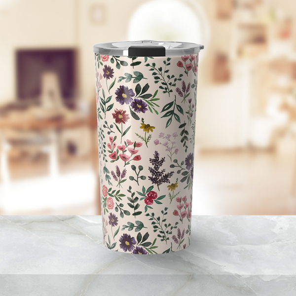 Bright Watercolor Flower Travel Mug