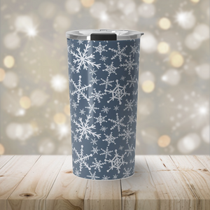 Blue Snowflakes Travel Coffee Mug