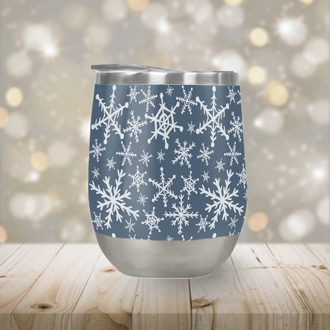 Blue Snowflakes Stemless Wine Tumbler