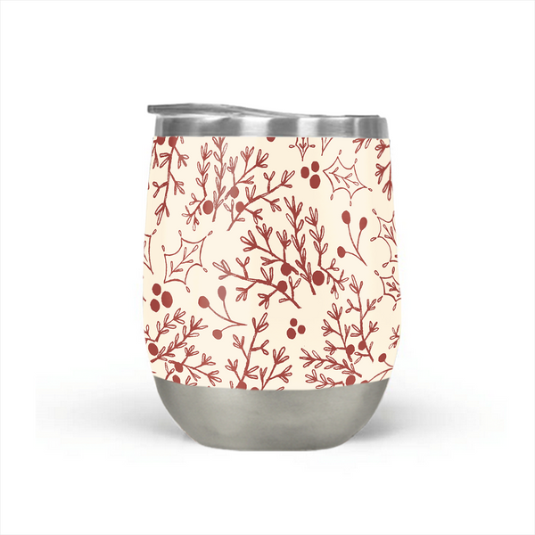 Red Christmas Branch Stemless Wine Tumbler