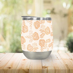 Light Orange Floral Wine Tumbler