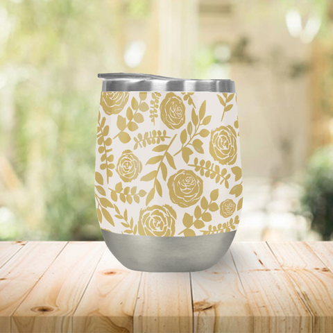 Gold Floral Wine Tumbler