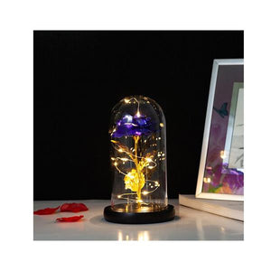 Forever Gold Leaf Rose In Glass Led Light