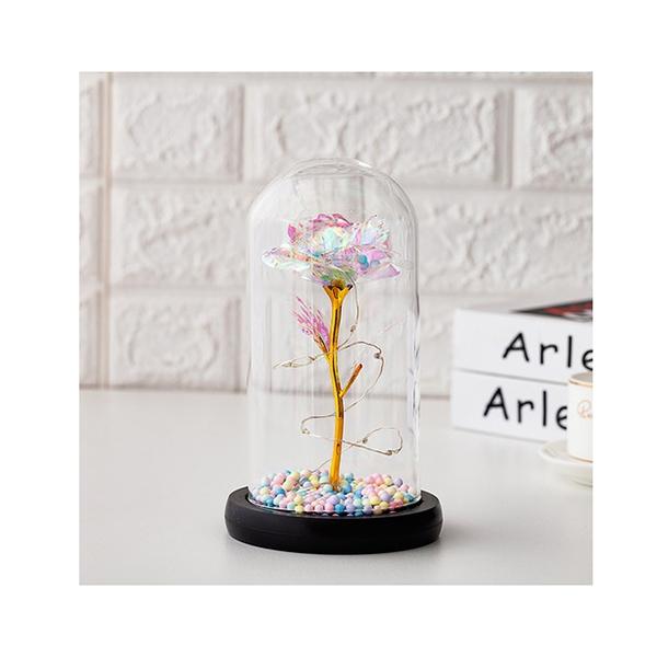 Forever Gold Leaf Rose In Glass Led Light