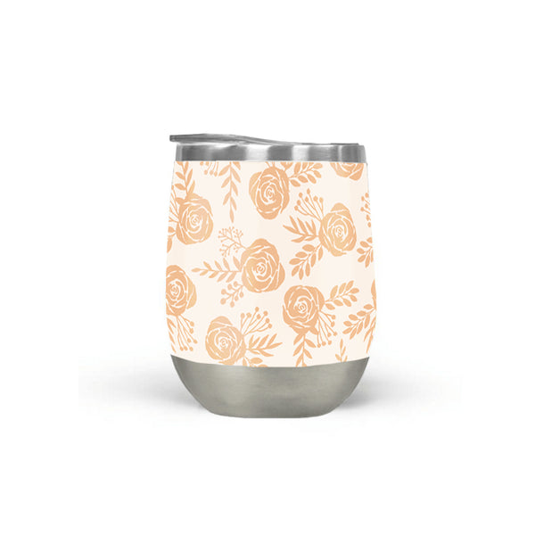 Light Orange Floral Wine Tumbler