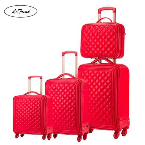 LeTrend High grade luxury Brand Rolling Luggage Set Spinner High capacity Trolley Retro PU Leather 16/20‘ Cabin Suitcase Wheels