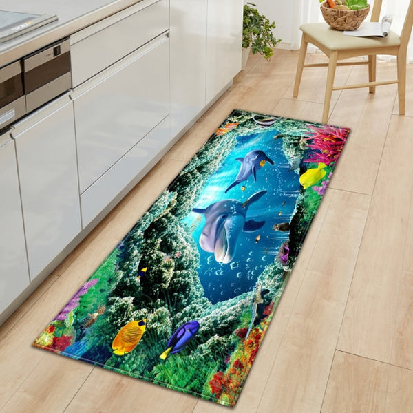 modern Kitchen Mat Long Strip Bedroom Entrance Doormat 3D Pattern Home Floor Decoration Living Room Carpet Bathroom Non-Slip Rug