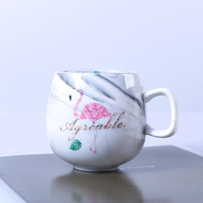 Flamingo Coffee Mugs Ceramic Mug Travel Cup ins marble pattern couple ceramic cup unicorn mug 300-400ml