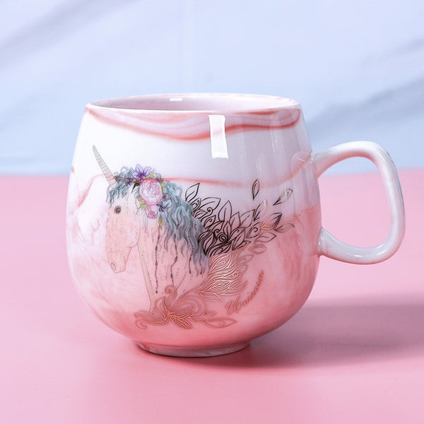 Flamingo Coffee Mugs Ceramic Mug Travel Cup ins marble pattern couple ceramic cup unicorn mug 300-400ml