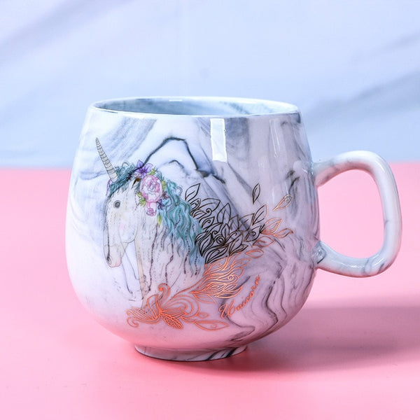 Flamingo Coffee Mugs Ceramic Mug Travel Cup ins marble pattern couple ceramic cup unicorn mug 300-400ml