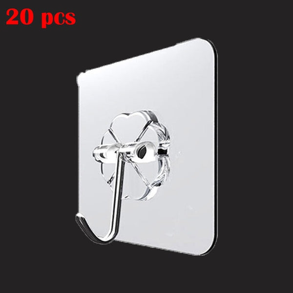 20/10 Pcs Hooks Transparent Strong Self Adhesive Door Wall Hangers Hooks Suction Heavy Load Rack Cup Sucker for Kitchen Bathroom