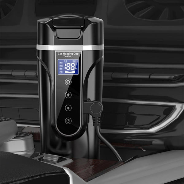 12V/24V 75-90W 15.2oz. LCD Display Vehicle Heating Cup Car Smart Coffee Heat Preservation Touch Screen Travel Electric Thermo Mug