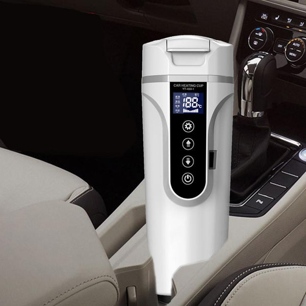 12V/24V 75-90W 15.2oz. LCD Display Vehicle Heating Cup Car Smart Coffee Heat Preservation Touch Screen Travel Electric Thermo Mug