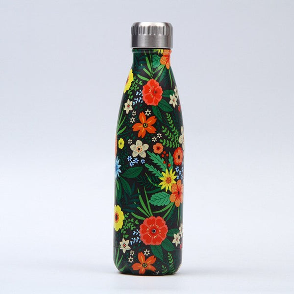 179-202 Floral Personality Girls Student Carry Stainless Steel Beer Coffee Thermos Travel Sport Gym Drink Bottle Insulated Cup