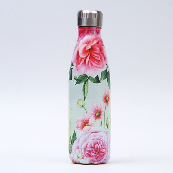 179-202 Floral Personality Girls Student Carry Stainless Steel Beer Coffee Thermos Travel Sport Gym Drink Bottle Insulated Cup