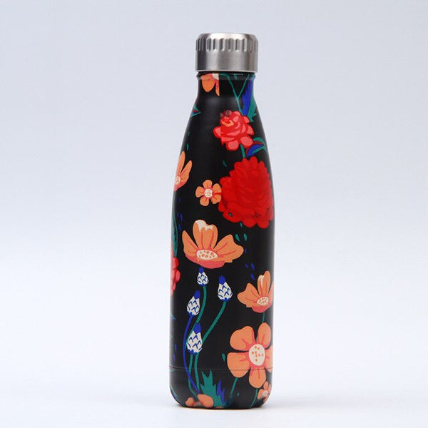 179-202 Floral Personality Girls Student Carry Stainless Steel Beer Coffee Thermos Travel Sport Gym Drink Bottle Insulated Cup