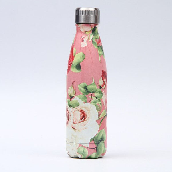 179-202 Floral Personality Girls Student Carry Stainless Steel Beer Coffee Thermos Travel Sport Gym Drink Bottle Insulated Cup