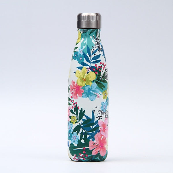 179-202 Floral Personality Girls Student Carry Stainless Steel Beer Coffee Thermos Travel Sport Gym Drink Bottle Insulated Cup