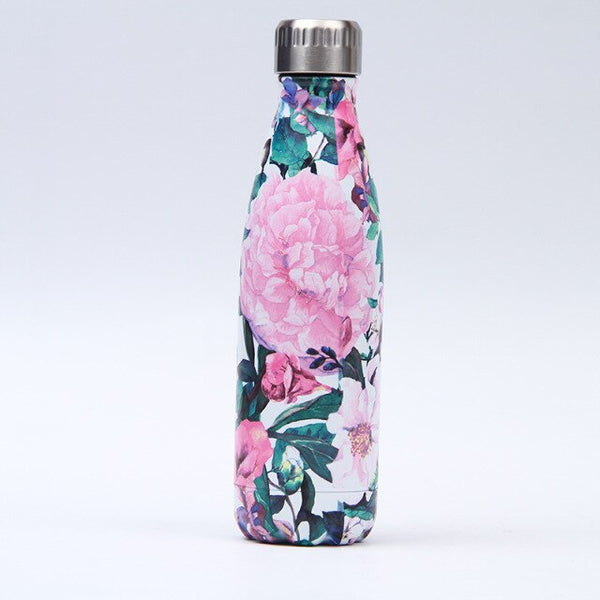 179-202 Floral Personality Girls Student Carry Stainless Steel Beer Coffee Thermos Travel Sport Gym Drink Bottle Insulated Cup