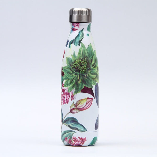 179-202 Floral Personality Girls Student Carry Stainless Steel Beer Coffee Thermos Travel Sport Gym Drink Bottle Insulated Cup