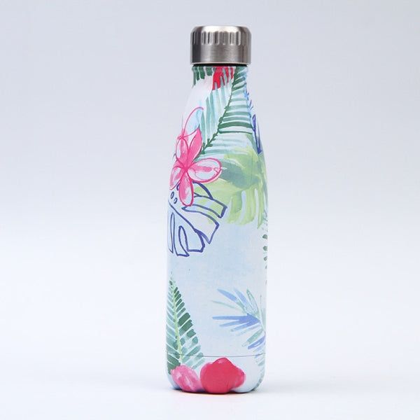 179-202 Floral Personality Girls Student Carry Stainless Steel Beer Coffee Thermos Travel Sport Gym Drink Bottle Insulated Cup