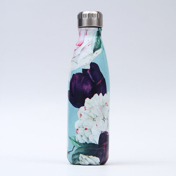 179-202 Floral Personality Girls Student Carry Stainless Steel Beer Coffee Thermos Travel Sport Gym Drink Bottle Insulated Cup