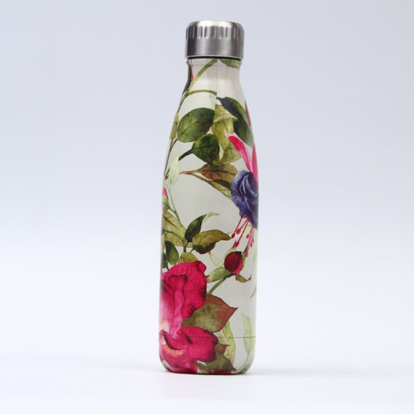 179-202 Floral Personality Girls Student Carry Stainless Steel Beer Coffee Thermos Travel Sport Gym Drink Bottle Insulated Cup