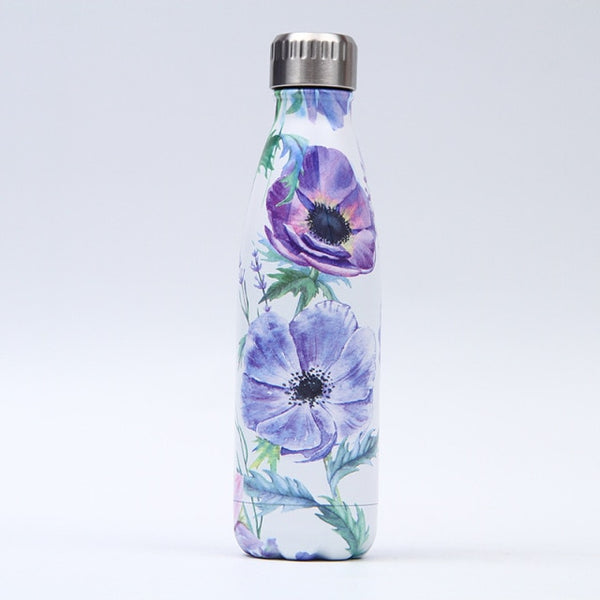 179-202 Floral Personality Girls Student Carry Stainless Steel Beer Coffee Thermos Travel Sport Gym Drink Bottle Insulated Cup