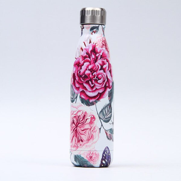 179-202 Floral Personality Girls Student Carry Stainless Steel Beer Coffee Thermos Travel Sport Gym Drink Bottle Insulated Cup