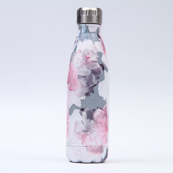 179-202 Floral Personality Girls Student Carry Stainless Steel Beer Coffee Thermos Travel Sport Gym Drink Bottle Insulated Cup