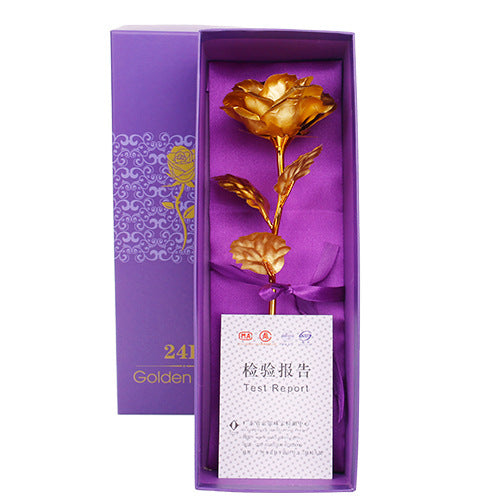 YO CHO Artificial Colour 24K Rose Valentine Day Gift Box 24K Gold Plated Golden Rose Flowers Holiday Present Wedding Party Decor