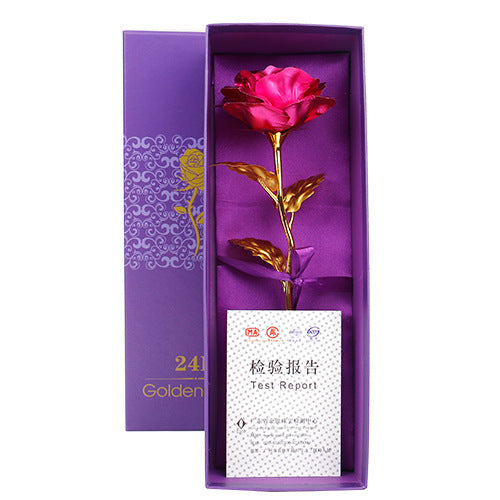 YO CHO Artificial Colour 24K Rose Valentine Day Gift Box 24K Gold Plated Golden Rose Flowers Holiday Present Wedding Party Decor