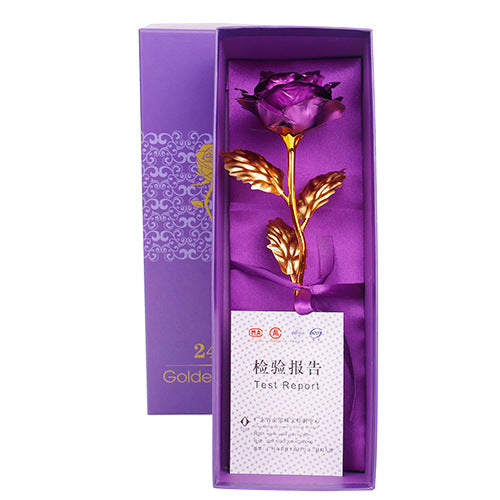 YO CHO Artificial Colour 24K Rose Valentine Day Gift Box 24K Gold Plated Golden Rose Flowers Holiday Present Wedding Party Decor