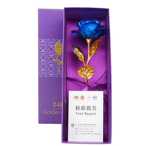 YO CHO Artificial Colour 24K Rose Valentine Day Gift Box 24K Gold Plated Golden Rose Flowers Holiday Present Wedding Party Decor