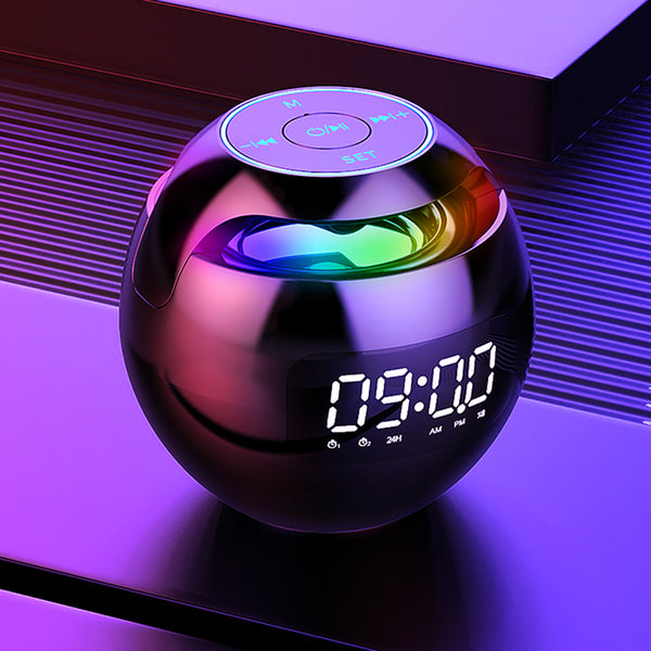 Bluetooth-compatible 5.0 Speaker with LED Digital Alarm Clock Music Player Wireless Ball Shape Clock Speaker Mini BT Speaker