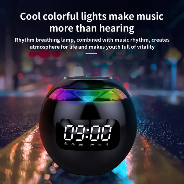 Bluetooth-compatible 5.0 Speaker with LED Digital Alarm Clock Music Player Wireless Ball Shape Clock Speaker Mini BT Speaker