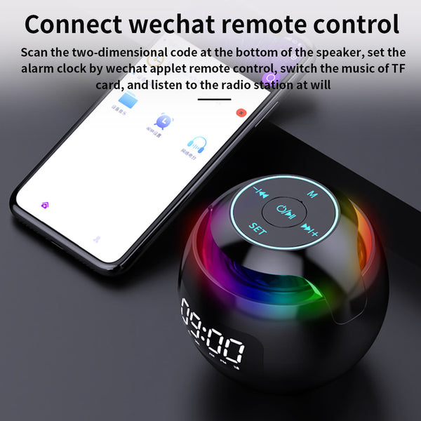 Bluetooth-compatible 5.0 Speaker with LED Digital Alarm Clock Music Player Wireless Ball Shape Clock Speaker Mini BT Speaker