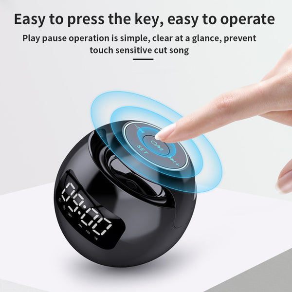 Bluetooth-compatible 5.0 Speaker with LED Digital Alarm Clock Music Player Wireless Ball Shape Clock Speaker Mini BT Speaker