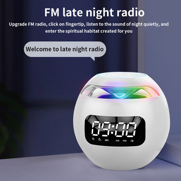 Bluetooth-compatible 5.0 Speaker with LED Digital Alarm Clock Music Player Wireless Ball Shape Clock Speaker Mini BT Speaker