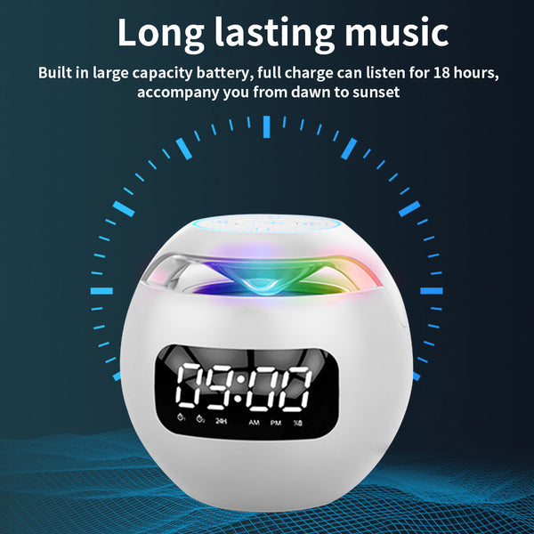 Bluetooth-compatible 5.0 Speaker with LED Digital Alarm Clock Music Player Wireless Ball Shape Clock Speaker Mini BT Speaker