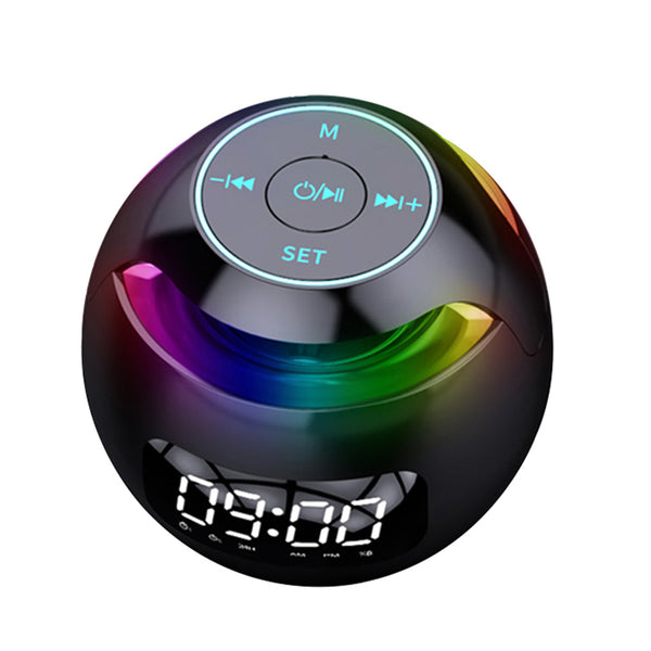 Bluetooth-compatible 5.0 Speaker with LED Digital Alarm Clock Music Player Wireless Ball Shape Clock Speaker Mini BT Speaker